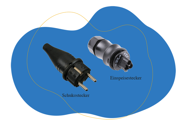 Schukostecker und Einspeisestecker des Lidl Balkonkraftwerks